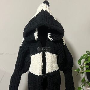 Kids Black and White Hooded Jacket
